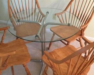 Glass Kitchen Table with 4 Wooden Chairs https://ctbids.com/#!/description/share/308629