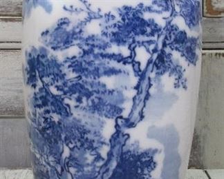 Vintage Japanese Blue Transferware porcelain pinch top vase