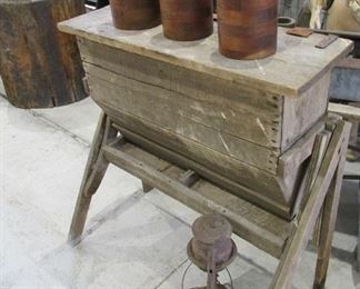 Primitive wooden feeder, old wood foundry molds