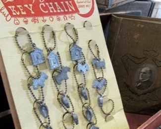 NOS 1950's Lucky Charm counter top display card with Skulls, dogs, and dog house designs 