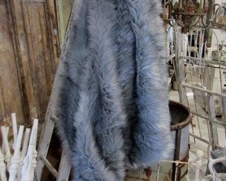 Lush Faux Wolf fur lap robe, blanket