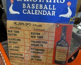 1950 Baseball World Series Carstair's Whiskey advertising calendar