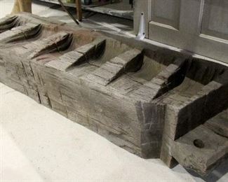 Antique hefty peg barn beam with hand chiseled channels (for staging, displaying hand crafted smalls, etc)