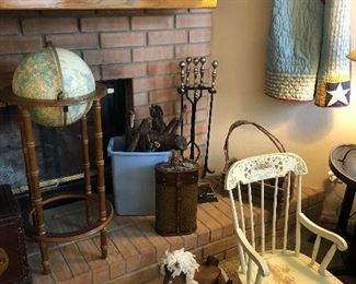 Globe , fireplace tools 