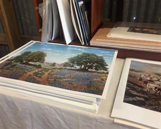 Hundreds of Texas hill country prints signed, art. 