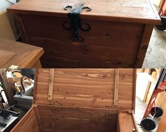 custom cedar chest with hand-wrought iron hardware, made by LK Leinbach