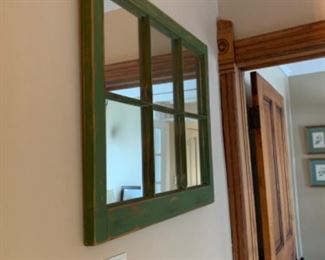 Green six square mirrored picture frame mirror