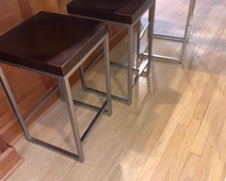 Square leather and metal  half barstools 
