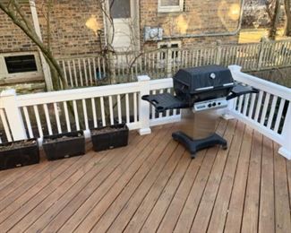 Grill and planters 