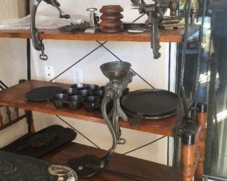 Grinders muffin pans and more . This shelf converts to a table!