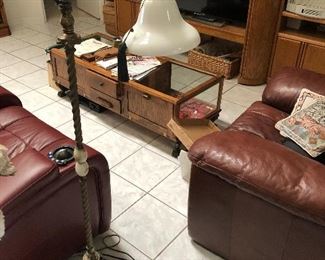 Antique brass and onyx floor lamp