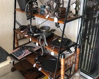 Antique shelf converts to a table