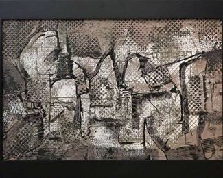 "Vista", 1986. Acrylic on Paper mounted on Canvas entitled “Vista". Signed upper left, dated 1980. Displayed in Dreyfus Gallery, Mt. Pleasant, Michigan. Image measures 40” x 26” high, framed 46 ½” x 32 ½”. Reference #K.29