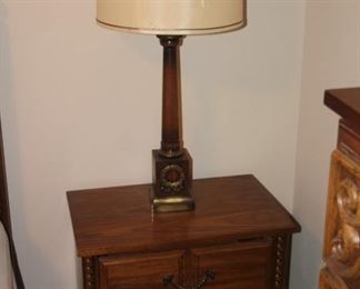 Mediterranean (2) end tables, solid wood.  MCM lamps