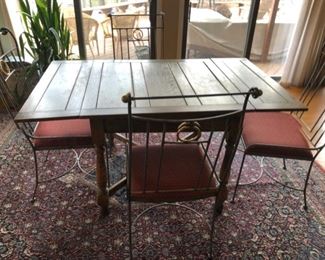 antique table 36x36 plus two 12 inch  leaves 