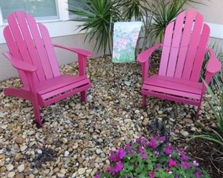Pair Dark Pink Adirondack Chairs