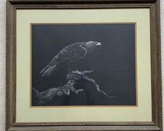 073 Mel Dobson Golden Eagle Scratchboard Litho