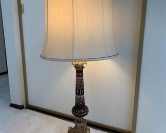082 Bohemian Ruby Red Cut to Clear Table Lamp