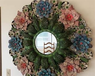 049 Vintage Tole Mirror HUGE