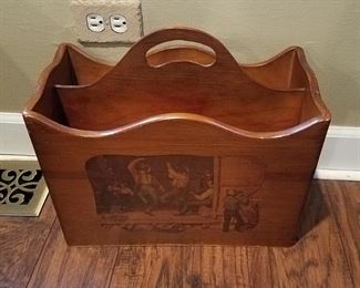 Vintage wood magazine rack