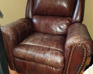 Leather nailhead recliner. Very comfy.