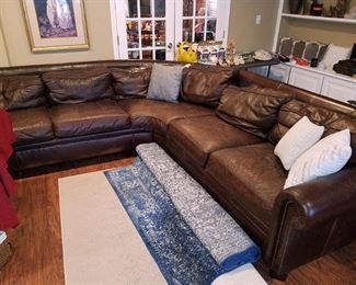 2nd leather sectional sofa with nailheads. This one needs some TLC but it's a steal! $50!!!