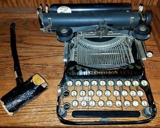 Antique Corona typewriter and gavel