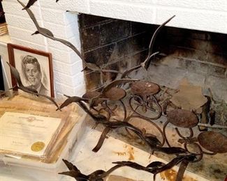 Flying geese metal sculpture