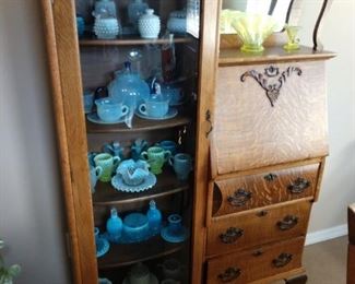 VINTAGE GLASS WARE. SECRETARY IS FOR SALE ALSO