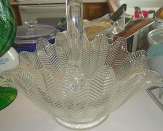 Antique pressed glass basket