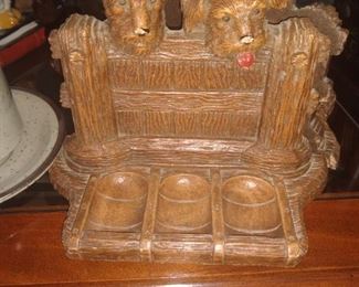 Antique carved dog bookends desk organizer