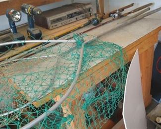 Fishing rods and nets.