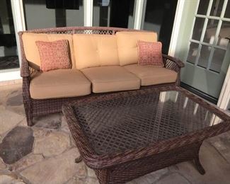 All Weather Wicker Sofa and Coffee Table