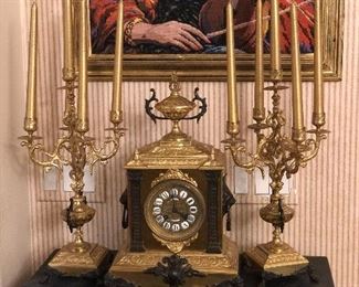 French clock with candelabras 