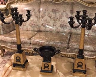 French bronze candelabras set 