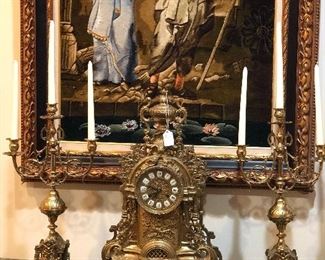 Italian clock and candelabras 