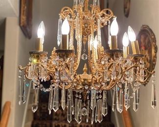 crystal and brass chandelier 
