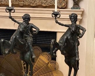Bronze horse candelabras 