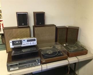 Vintage Turntables Speakers and Cassette Deck