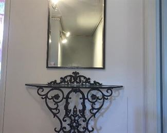 Wrought iron console and mirroe