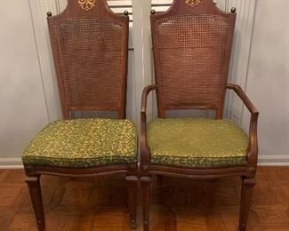 Italian Provincial chairs; 8 sides and 2 arms