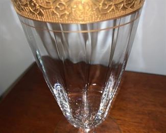 12 Lotus crystal water glasses 22k gold rimmed
