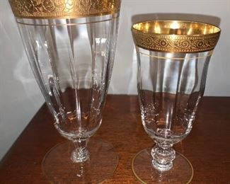 Lotus 22k gold rimmed stemware; 12 water and 14 juice glasses