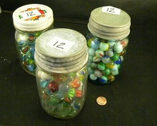 Marbles in Mason jars