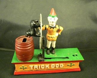 Cast iron trick dog bank