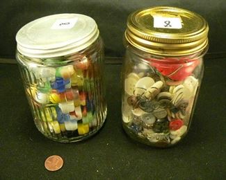 marbles and buttons in jar
