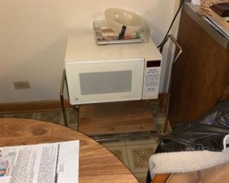Microwave as well as a bar cart