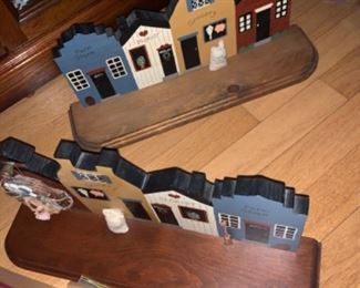 Vintage painted houses shelves