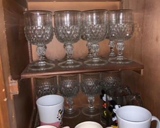 Disney cups and vintage glasses