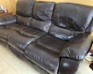 Leather reclining sofa 